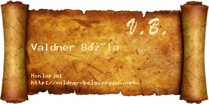 Valdner Béla névjegykártya